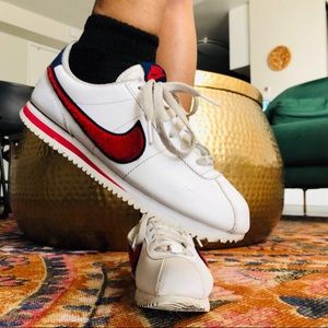 Nike cortez sneaker with terry like logo